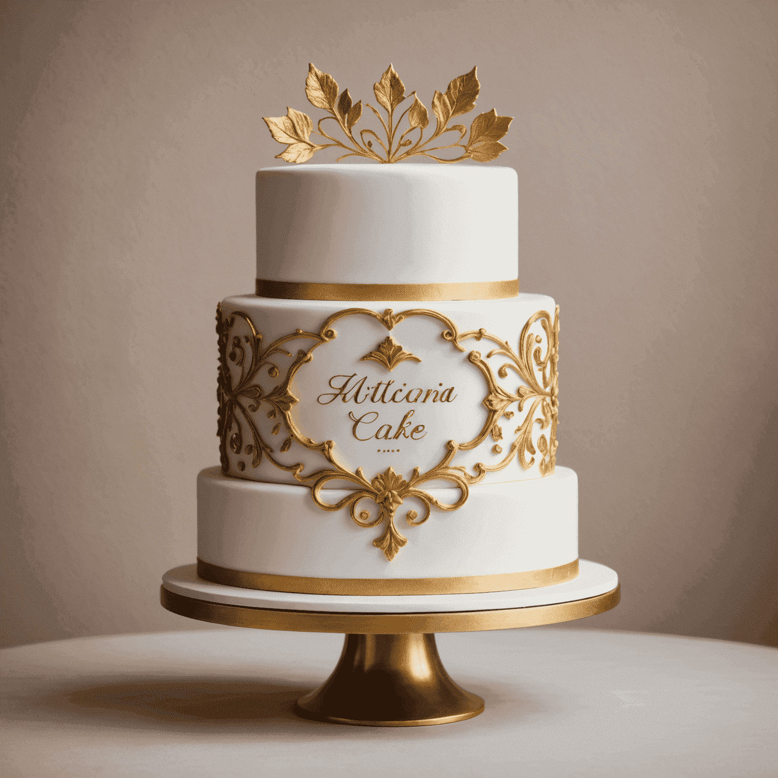 Logo de Pasteles Artesanales - Un elegante diseño de pastel con detalles dorados