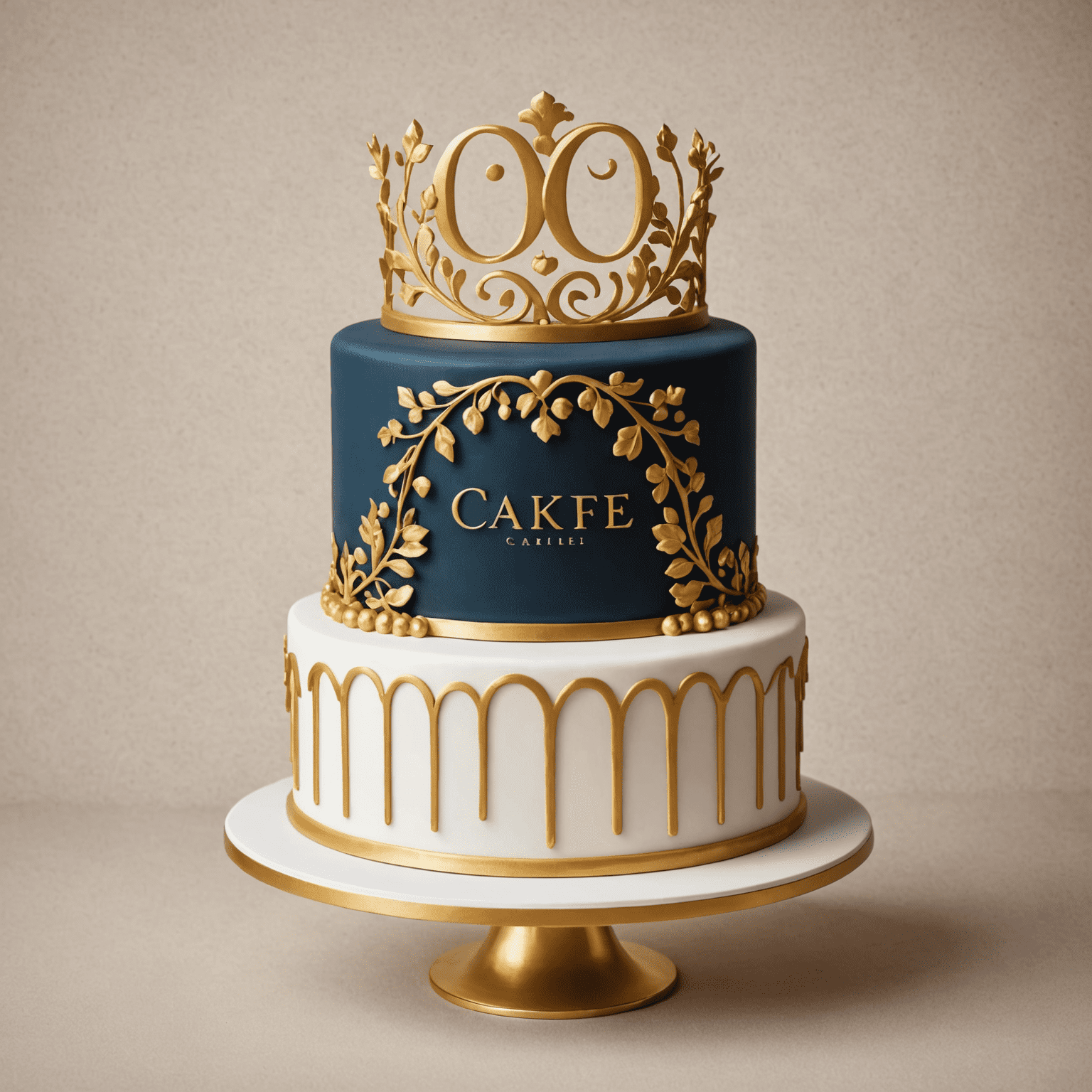 Logo de Pasteles Artesanales - Un elegante diseño de pastel con detalles dorados