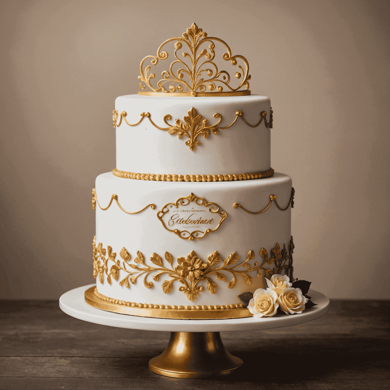 Logo de Pasteles Artesanales - Un elegante diseño de pastel con detalles dorados