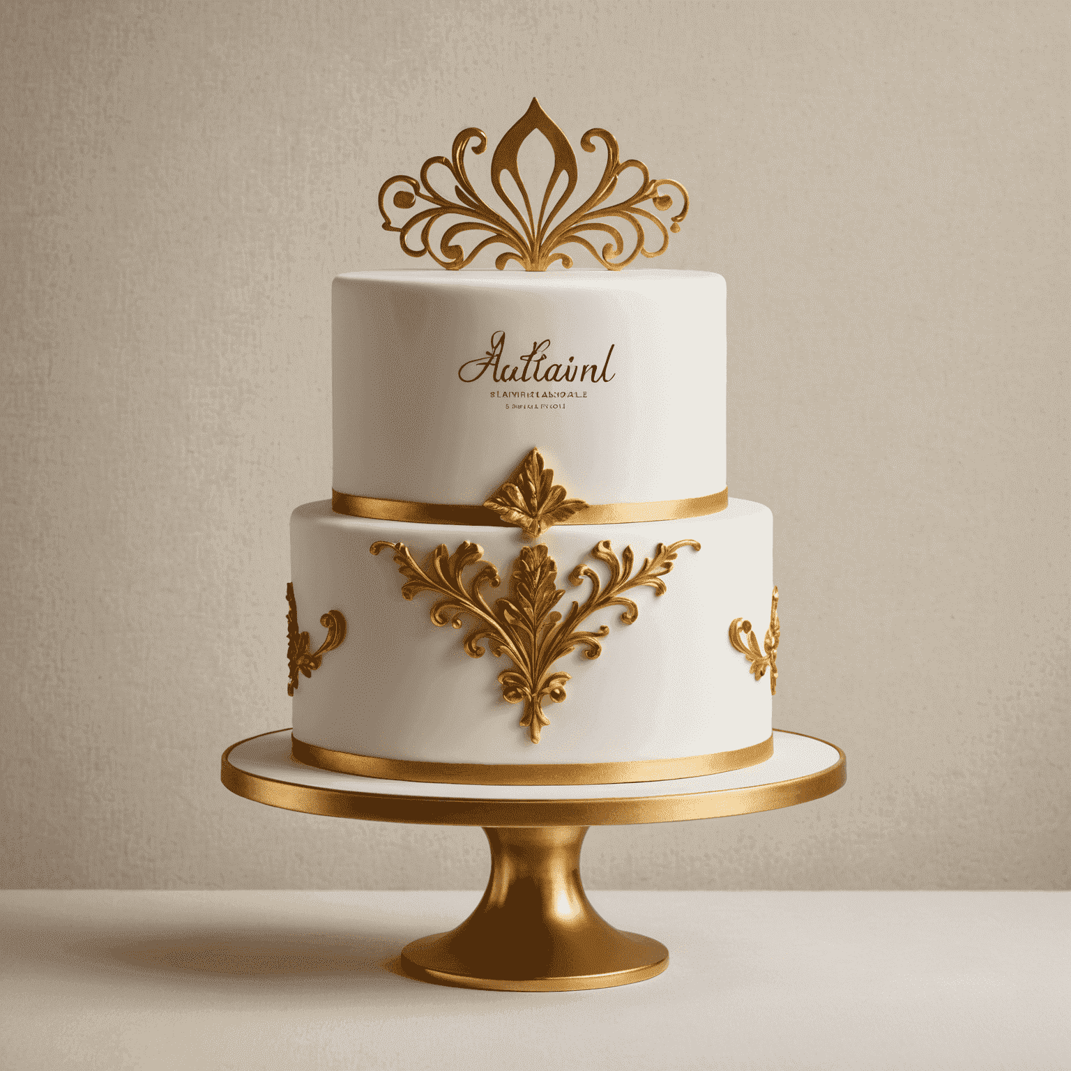 Logo de Pasteles Artesanales - Un elegante diseño de pastel con detalles dorados