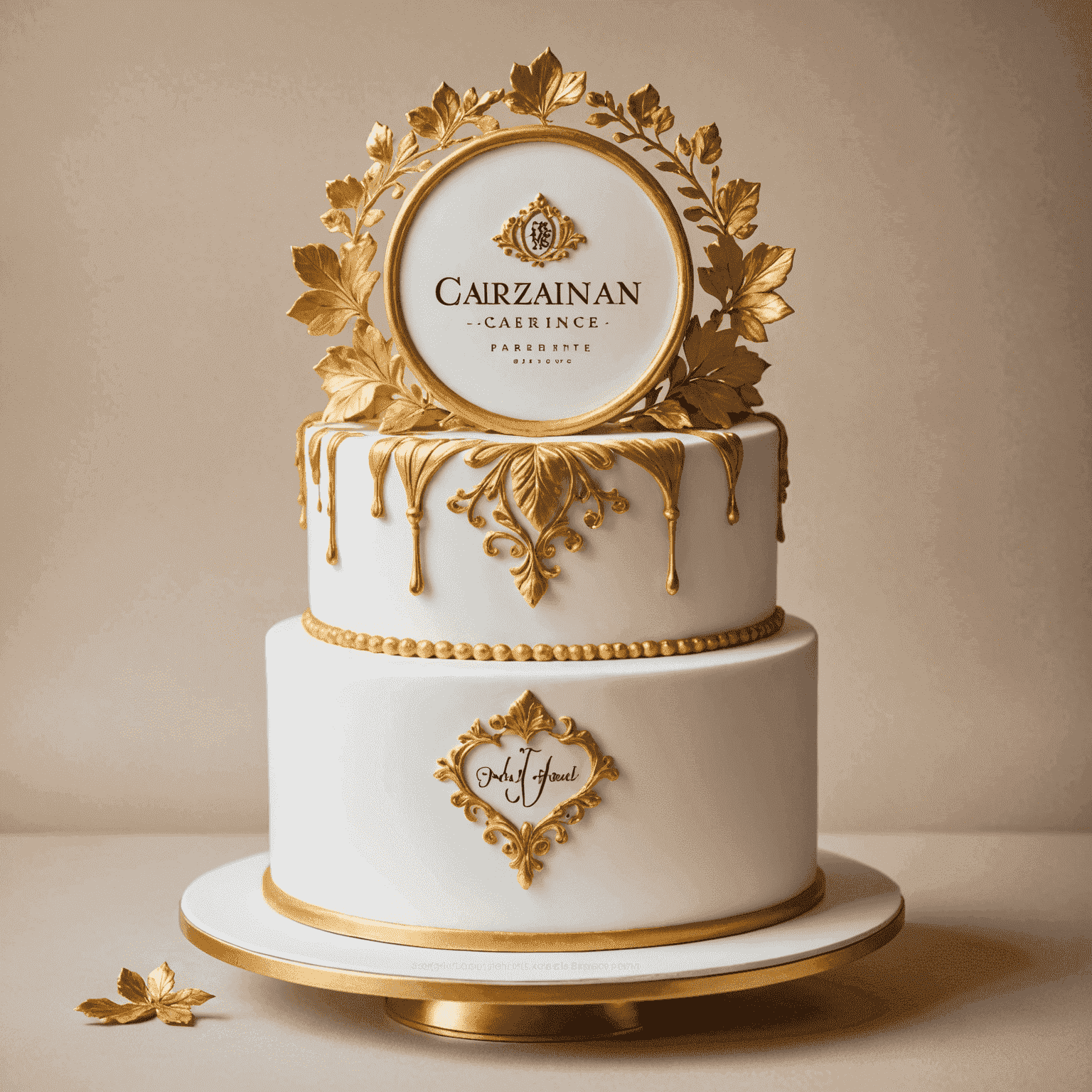 Logo de Pasteles Artesanales - Un elegante diseño de pastel con detalles dorados