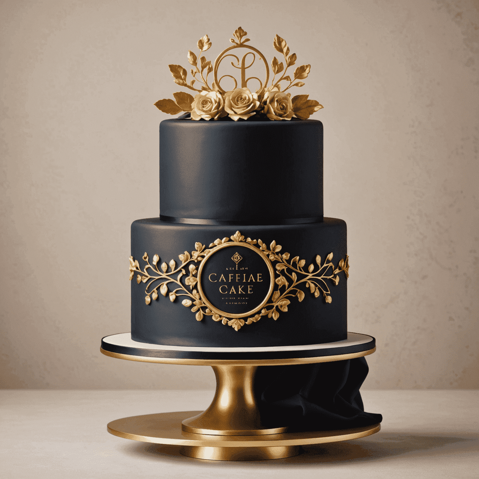 Logo de Pasteles Artesanales - Un elegante diseño de pastel con detalles dorados