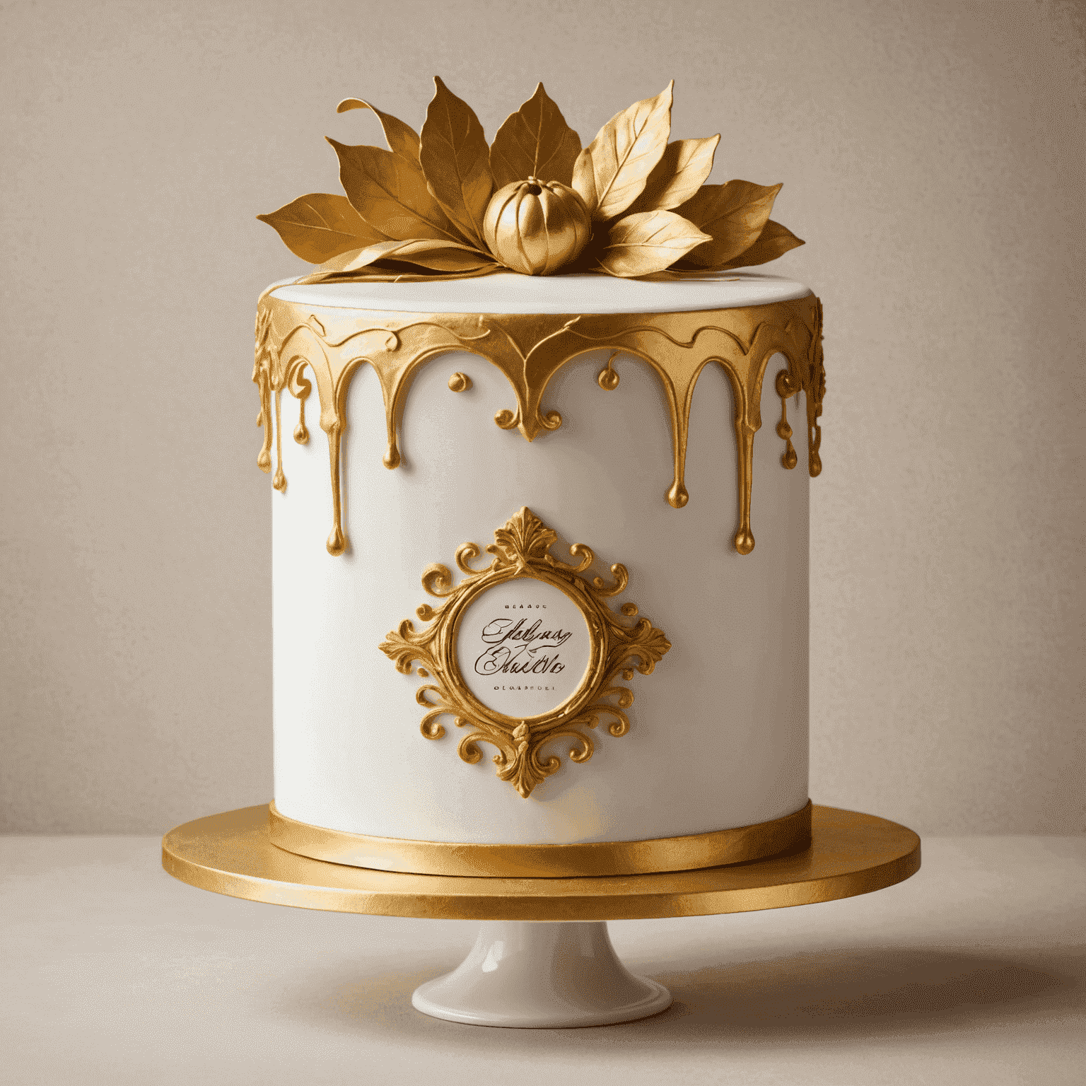 Logo de Pasteles Artesanales - Un elegante diseño de pastel con detalles dorados