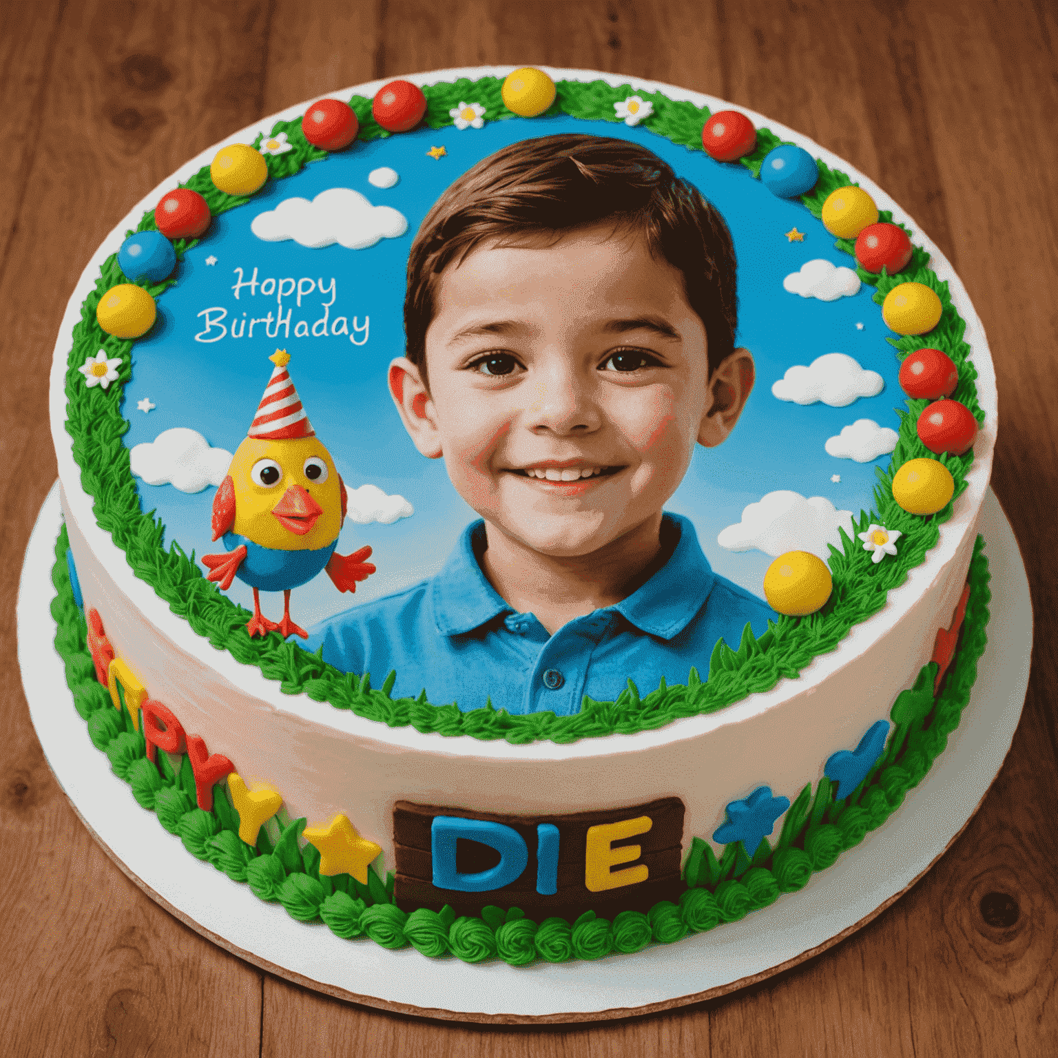 Tarta de cumpleaños personalizada con foto comestible